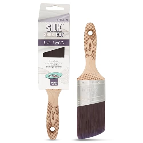 Axus Decor Silk Point Ultra (Mink Series) Paint Brush Filaments & Birchwood Handle - For Walls, Ceilings & Skirting, Anti-Rust Stainless Steel - Next Generation Brush - 2 Inch