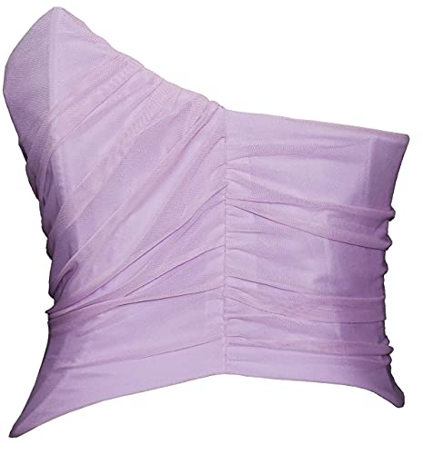 Moalluom Mesh Corset Crop Top Bustier Underbust Boned Backless Sleeveless Strapless Off Shoulder Aesthetic Bodyshaper For Women Y2K (Lilac, 2-4) #TOP6