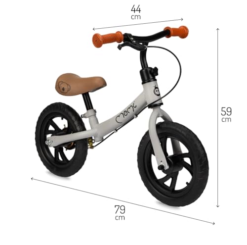 Momi BREKI Kinderlaufrad für Mädchen und Jungen ab 3 Jahren (max. Körpergewicht 25 kg), Stabiler, Leichter Metallrahmen 3 kg, regulierbare Sattelhöhe mit Quick Release, pannensichere Eva-Räder
