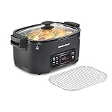 Hamilton Beach 6 Quart 9-in-1 Programmable Slow Cooker with Sear, Browning, Rice, Steam, Sauté, Roast Delay Start & Keep Warm Functions, Nonstick PFAS-Free Dishwasher Safe Crock, Black (33604)