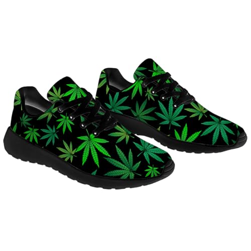 Womens Mens Weed Print Shoes Comfortable Breathable Tennis Running Gym Shoes Walking Sneakers Gifts for Him Her4