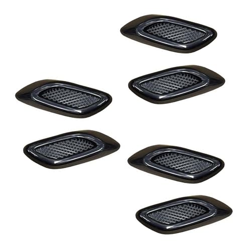 Qurbuns 6 PCS Car Fender Trim Decorative, Fashion Exterior Hood Side Door Air Vent Cover, Air Flow Fender Side Intake Vent Decal, Sport Modified Simulated Air Outlet Accessories for Cars (Black)