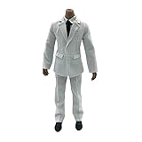 Fremego 1/6 Scale Male Clothes,Male Suit Coat Shirt Pant Tie Outfit Clothing Accessory for 12inch Action Figure Body (White)