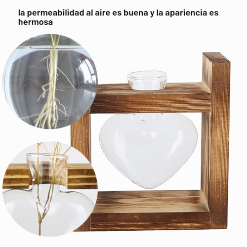 Florero de mesa transparente con forma de corazón para regalo 5