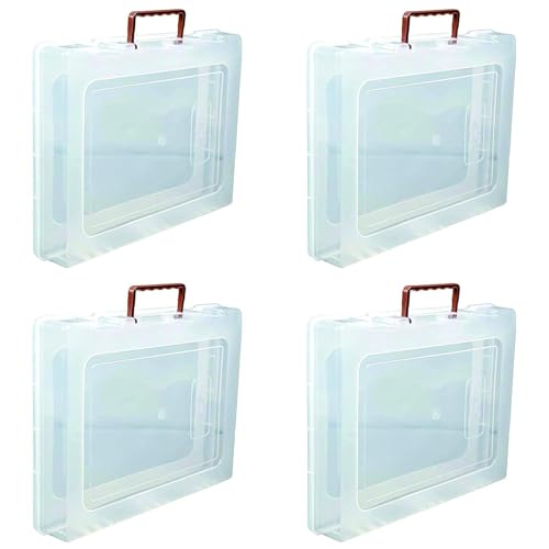 Image of Multipurpose Plastic Rectangular Storage Boxes with Locks and Handle Matte Finish for Saree, Laptop, Books (Set of 4, Rajkumari)