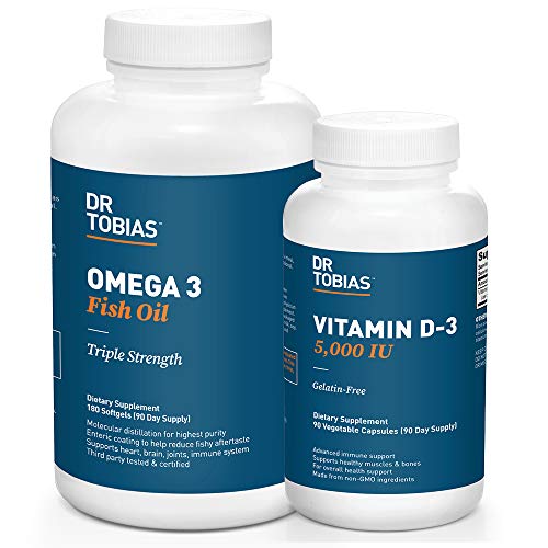 Dr. Tobias Omega 3 Fish Oil and Vitamin D-3 Promotes Brain, Heart, Joint, and Immune Health - 3 Month Supply