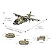 Large Military 21-Inch Cargo Plane C130 Bomber Combat Air Force With Working Doors 20 Bombs And 12 Military Army Vehicles
