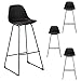 eSituro 4X Taburetes de Bar Sillas Altas, Asiento de Cuero Sintético Juego de 4 Taburete Alto Patas de Metal Sillas Comedor Negro