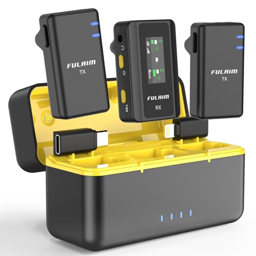 Fulaim X5 Micrófono Inalámbrico Lavalier Para Iphone Ipad Samsung 2tx 1rx Caja De Carga , Micrófono De Solapa Con Grabación 4g A Bordo Para Cámara Android Youtube Vlog Tiktok, 18 Horas, 200 M