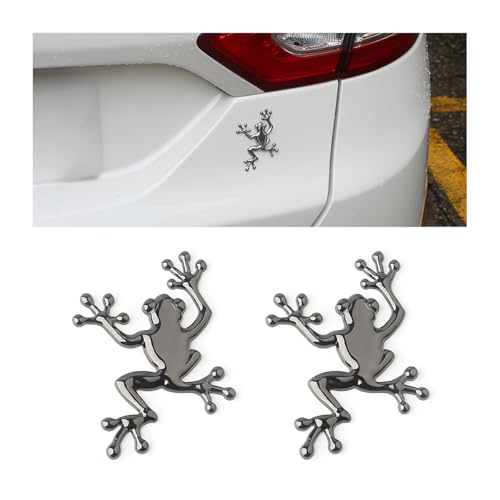 Image of 2PCS 3D Metal Chrome Frog Car Emblem, Highly Distinctive car Decals, Car Decal Sticker Side Rear Trunk Decoration Accessories, Unisex Frog Auto Parts