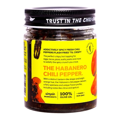 Image of Don Chilio Hot Habanero Mexican Chile Crisp, 5 oz. - Crunchy Sliced Habanero Fried Chili Peppers in Hot Seasoned 100% Olive Oil - Keto-Friendly, Vegan, Gluten Free