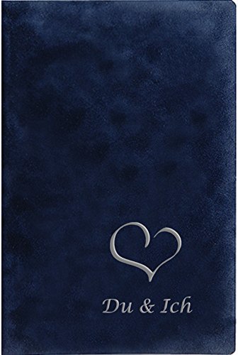 '"You & Me Family Register Blue Velour Heart Embossed Silver Partnerschafts Life Book, Log Book (60001), a5