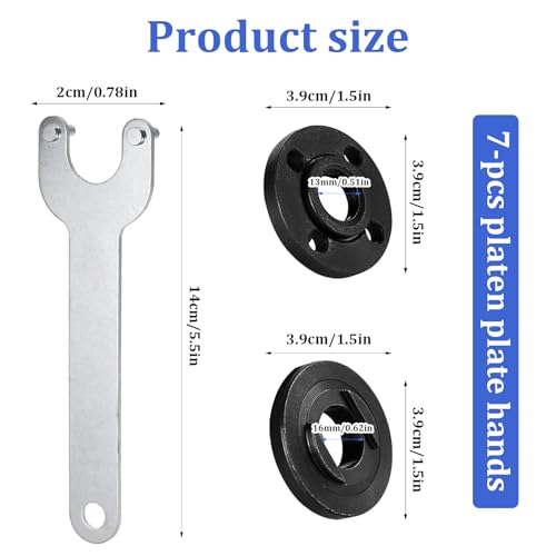 7 PcsLlave Amoladora, 125mm Llave de ángulo de Brida, incluye 6 Tuercas de Amoladora Angular Bridas Interior y Exterior de Metal, Llave de Amoladoras Angulares Accesorios - imagen 2