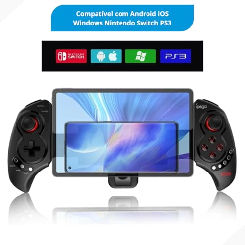 Controle Gamepad Manete Retrátil Extensível Bluetooth 5.0 Compatível com Celular e Tablet Android ou