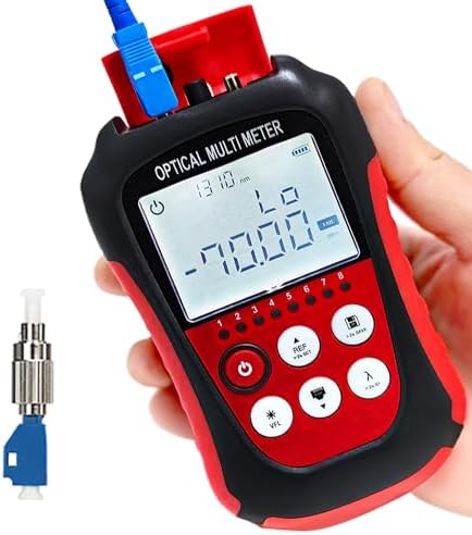Fiber Optic Cable Tester Portable Optical Fiber Power Meter FC/SC/ST Universal Interface Integrated OPM, VFL, and RJ45 Functions Li-ion Battery USB Charge (OPM&VFL-Li)