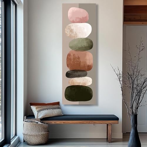 Art abstrait sur toile haute et fine 45x135cm - Tableau mural long et étroit pour salon