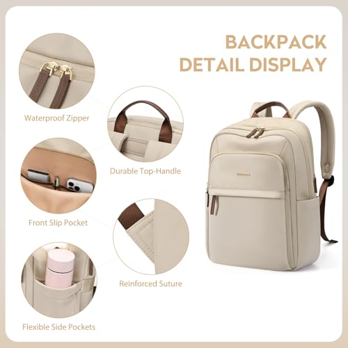 GOLF QUALITY Mochila Para Ordenador Portátil Mujer, Grande Hombre Mochila de Viaje, Laptop Backpack para Trabajo, Bolsa Multicapa para Artículos Personales, 16 Pulgadas,Albaricoque elegant - imagen 4