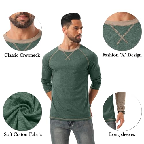 Askdeer Mens T-Shirt Long/Short Sleeve Cotton Shirts Casual Stylish Crewneck Shirts4