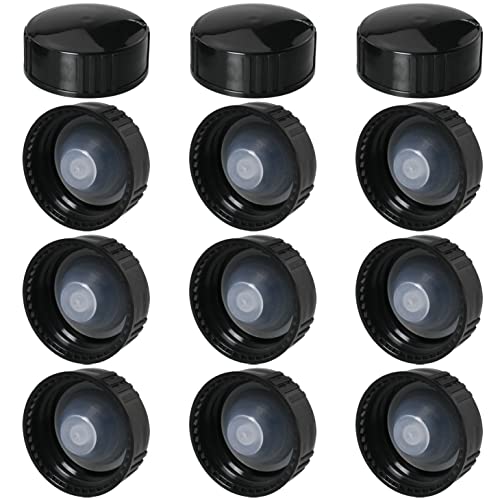 MEETOOT 12pcs Phenolic Resin Cover 24mm Black Poly Seal Screw Caps for Daily Chemicals, Food, Cosmetics Bottles