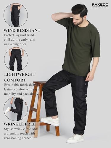 Image of Men's Water-Resistant Parachute Pants | Mens Bottom Wear | Cargo Pants for Men | Korean Pants for Man | Baggy Trackpants | Lightweight Multi-Pocket Utility Fit - Freedom to Move & All-Day Comfort