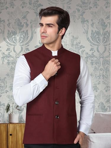 Image of ROCKSY Bandi Modi Koti, Nehru Jacket for Men, Cotton Waistcoat for All Occasion: Diwali, Wedding, Ethnic, Office Party, Formal & casual Look
