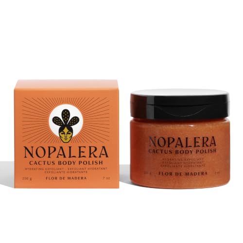 Image of Nopalera Cactus Body Scrub and Exfoliator, Flor de Madera, 7 oz | 3-in-1 oil cleanser, exfoliant, moisturizer with cactus oil. Clean beauty for sensitive skin