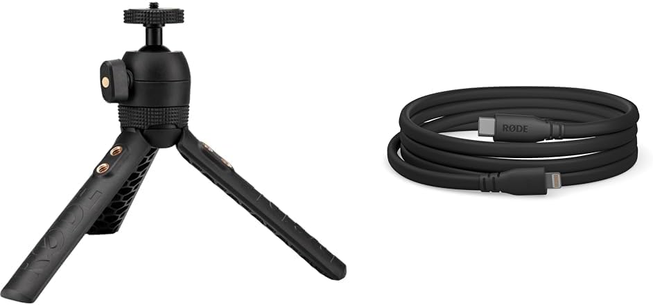RDE Tripod, Black (TRIPOD2) and Rode RDE SC19 1.5m USB-C to Lightning Accessory Cable (SC-19) Bundle