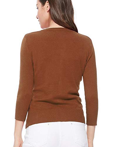 Image of Women's 3 /4 Sleeve Crew Neck Button Down Stretch Knit Cardigan Sweater (S-3XL)