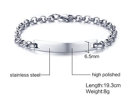 Vnox Penicillin Allergy Engarved Medical Alert Bracelet Think O-Link Chain Bracelet Medic Name Id For Women Girls,Adjustable 7.5?¡Ã #TOP1