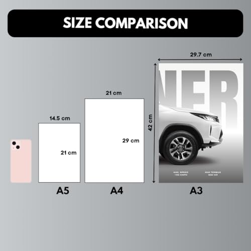 Image of Fortuner Poster Split Design Car Posters | Fortuner Legender 3 A3 Sized Cars Poster for Wall | Toyota Legender Large Size (89 x 42 cm) Wall Decor | Toyota Car Posters for Room | Mafia SUV (B 038)