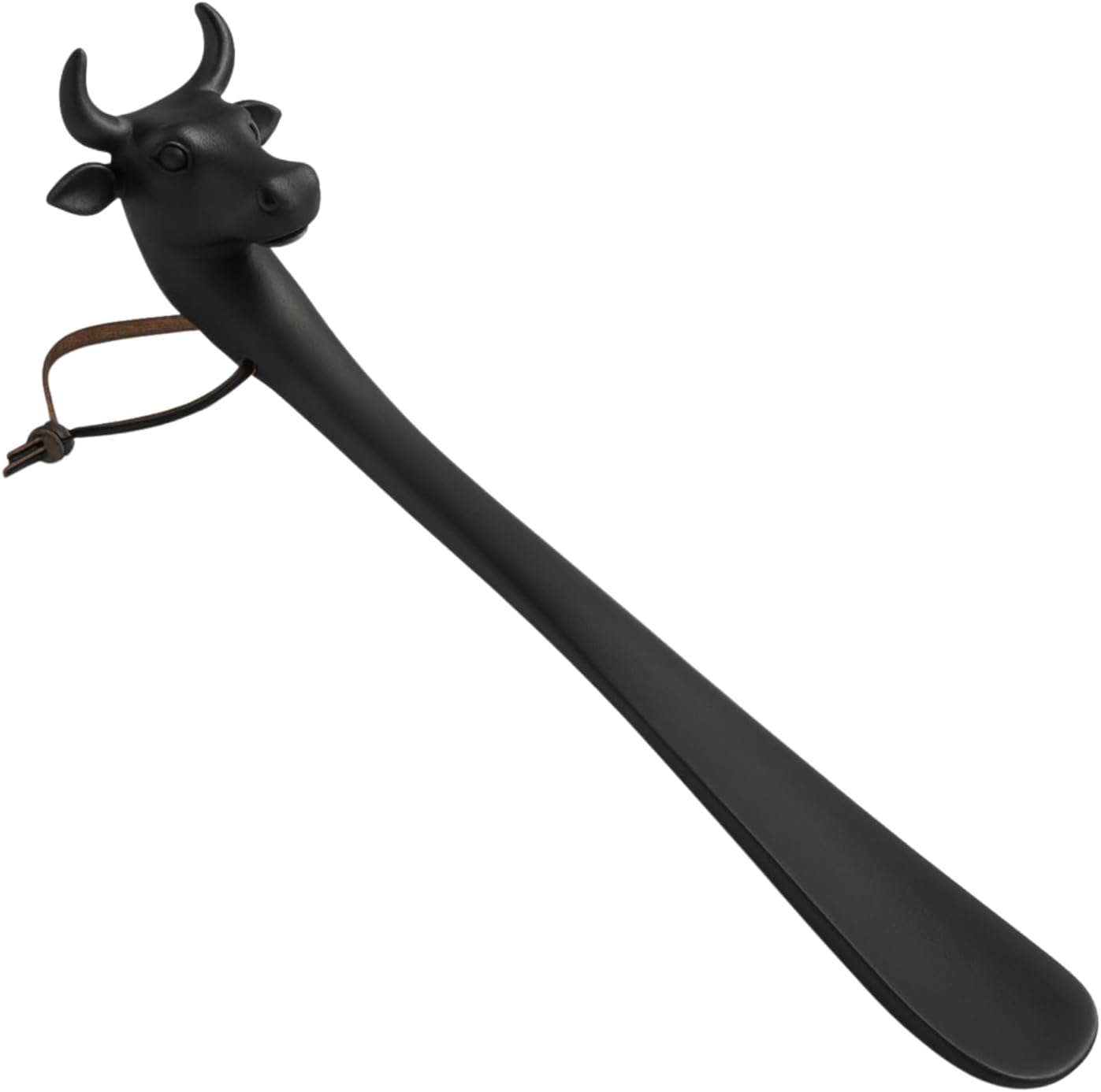 Jeeves 22” Long Cow Shoehorn – Matte Black Aluminum – Decorative Metal Shoehorn for Men’s Bedroom or Entryway – Handmade Functional Gift