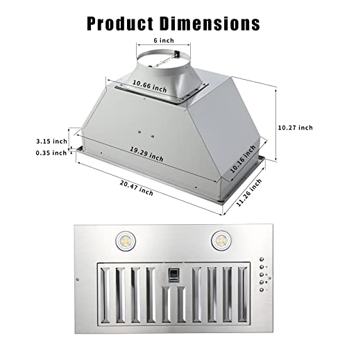 Joeaonz F0652 Range Hood Insert 20 Inch Stainless Steel thumb #5