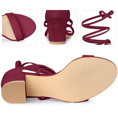 Perphy Lace Up Chunky Mid Heels Sandal for Women3