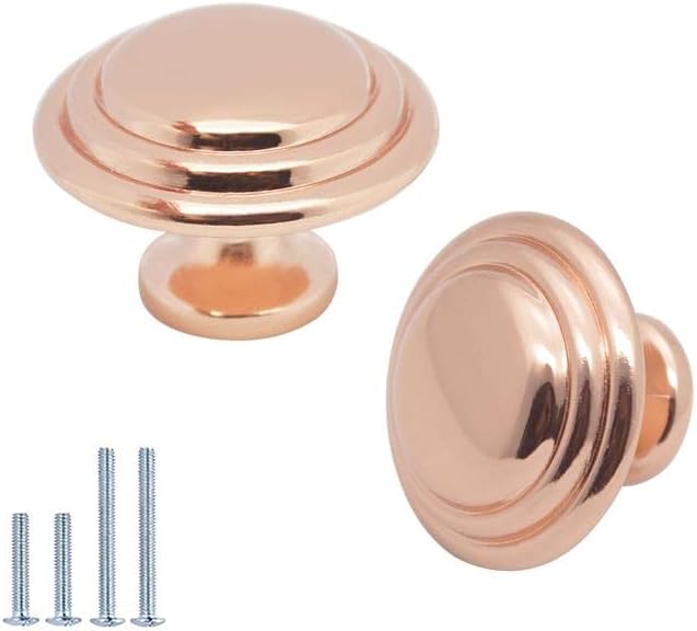 Miniatura 7 de Probrico Perillas de gabinete de oro rosa de un solo agujero, manijas de cajón redondas, manijas sólidas para armario de cocina, baño, 1-13 pulgadas