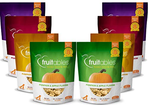 Fruitables Baked Dog Treats Variety 8 Pack - 2 Pumpkin & Apple - 2 Pumpkin & Banana - 2 Pumpkin & Blueberry - 2 Pumpkin & Cranberry - 7 Oz Each #TOP17