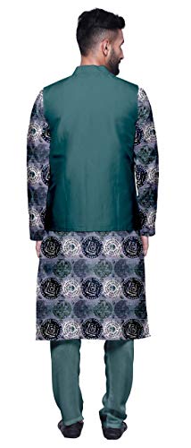 Atasi Printed Kurta with Solid Pajama & Nehru Jacket Set for Mens Party Wear3