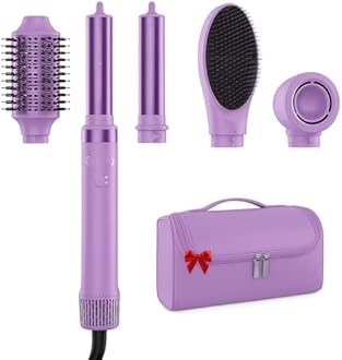 5 in 1 Hot Air Multi-Styler Professional Hair Wrap Styler Set with Air Curlers, Hair Dryer Brush, Straightener, Concentrator for Fast Drying Curling Straightening, Gift for Women