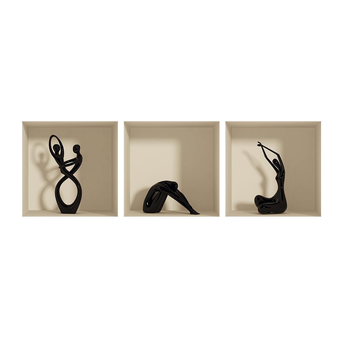 Sticker Mural 3D Trompe L'Oeil Statues Palmiers - Autocollant Deco Murale Salon Chambre 30x90cm