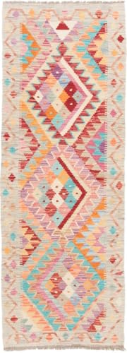 Nain Trading Kelim Afghan 65x185 Handgewebt Orientteppich Läufer Teppich Wolle