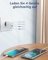 USB C Ladegerät, 4-Ports USB Stecker Schnellladegerät Mehrfach Netzteil USBC Fast Charger PD Power Adapter Ladestecker USB Schnellladen für iPhone 16 15 14 13 12 11 Pro Max, iPad, Samsung,Handys – Ansicht 3