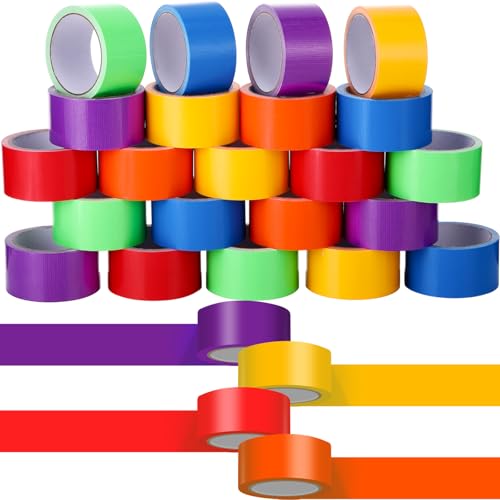 Image of Fainne 24 Pack Colored Duct Tape Bulk, Vibrant Color, 10 Yards X 2 Inches | Heavy Duty Waterproof Colorful Decorative Duct Tape Multi Purposes No Residue Tear by Hand for DIY Indoor Outdoor Use