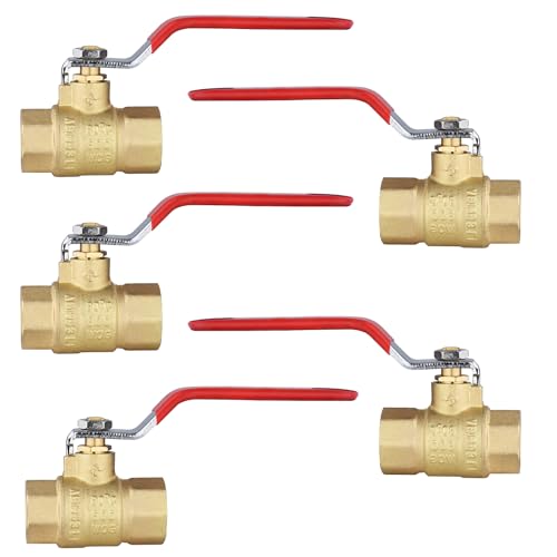 Válvula roscada FIP de 3/4 de latón HeSun, pack de 5 llaves de paso hembra 600 WOG 2
