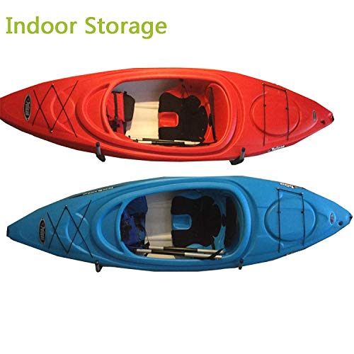 Heavy Duty Garage Indoor Kayak Storage Hooks Hanger, Wall Mounted Utility Hanging Cradle Rack for Canoe Paddleboard, Surfboard,Snowboard,Skiboard, Ladder, Chairs, Bicycle and Tools(2 Pack, Black) - Thumbnail 6