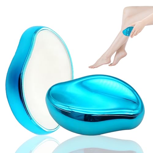 Crystal Hair Eraser for Women and man, Reusable Crystal Hair Remover Magic Painless Exfoliation Hair Removal Tool for Back Arms Legs Crystal Shaver-Nano Glass (Blue)