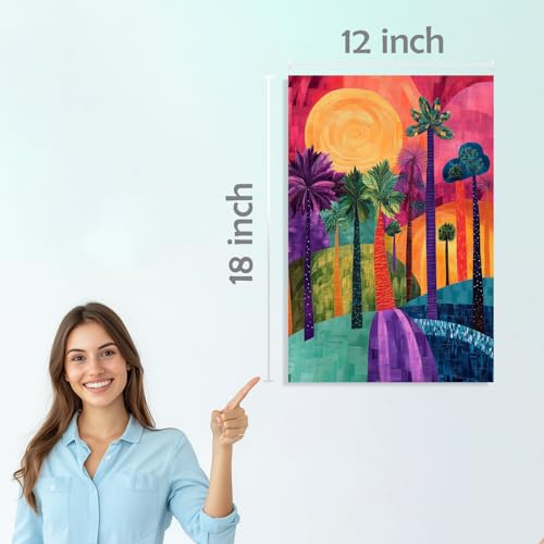 Image of SiddArtify Abstract Tropical Wall Art Prints Set - Colorful Landscape Poster Decor for Living Room Office - 12x18 inch Sticker Pack of 6