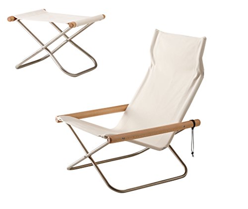 NychairX NY-103+Ottoman NY-118(ニーチェアエックス オットマン付 京都 丸正家具) 肘:ナチュラル シート:ホワイト(倉敷帆布) 【日本製】