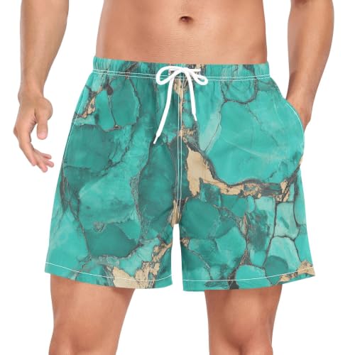 Pantalones cortos de playa con textura de mármol verde bañador masculino para piscina
