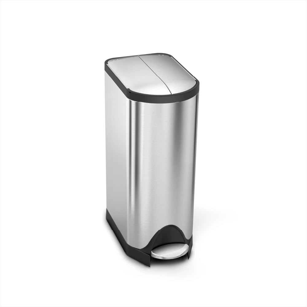 30 Liter / 8 Gallon Butterfly Lid Kitchen Step Trash Can, Brushed Stainless Steel