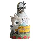 となりのトトロ おむつケーキ 出産祝い 名入れ刺繍 3段 オムツケーキ 男の子 女の子 パンパーステープタイプＳサイズ