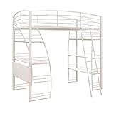 DHP 4016129 Studio Twin Loft Integrated Desk and Shelves, White Bed,